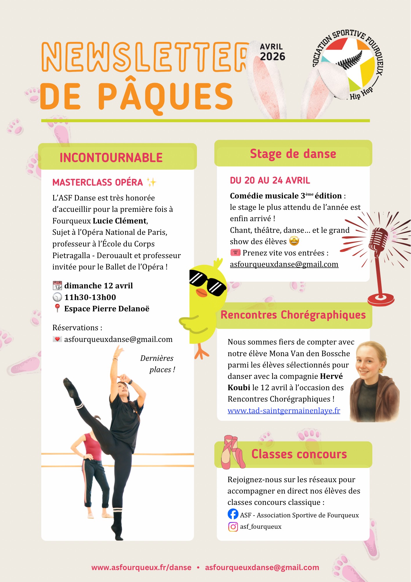 Newsletter de Pâques — Danse & Hip Hop