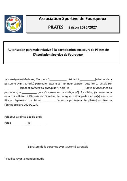 Autorisation parentale (mineurs)