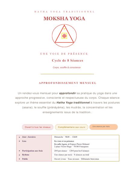 Cycle mensuel - 8 séances « à la carte »